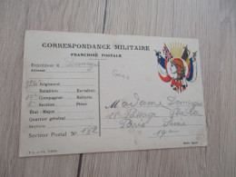 CPFM Carte Postale En Franchise Militaire Guerre 14/18 Drapeau Secteur Postal N° 182 Du 326 ème - 1. Weltkrieg 1914-1918