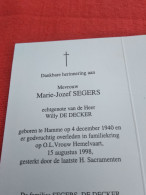 Doodsprentje Marie Jozef Segers / Hamme 4/12/1940 - 15/8/1998 ( Willy De Decker ) - Religion &  Esoterik