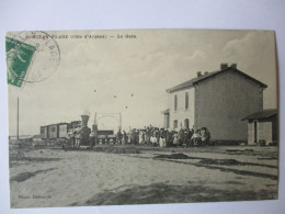 Cpa...Mimizan-plage...(cote D'argent)...la Gare...1912...animée...(locomotive..train)... - Mimizan Plage