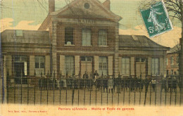 PERRIERS Sur ANDELLE  Mairie Et école De Garçons - TOILÉE COULEUR - Autres & Non Classés