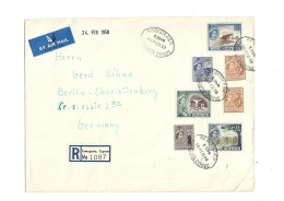 GREAT BRITAIN UNITED KINGDOM ENGLAND COLONIES - CYPRUS -  1958 REGISTERED COVER TO GERMANY - Cipro (...-1960)