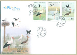 TURKEY 2020 MNH FDC BIRDS STORKS FIRST DAY COVER - Cartas & Documentos