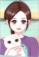 30-5-2024 (6 Z 34) China (posted To Australia 2024) Cartoon Girl With Cat (21 X 15 Cm) - Chine