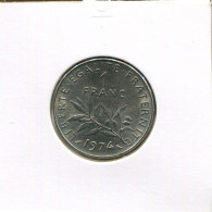 1 FRANC 1974 FRANKREICH FRANCE Französisch Münze #AK542.D.A - 1 Franc