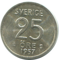 25 ORE 1957 SWEDEN SILVER Coin #AC513.2.U.A - Zweden