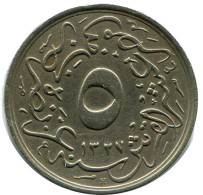 5/10 QIRSH 1912 EGYPTE EGYPT Islamique Pièce #AH280.10.F.A - Aegypten
