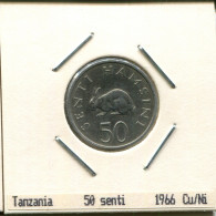 50 CENTI 1966 TANSANIA TANZANIA Münze #AS357.D.A - Tanzanie