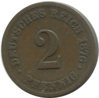 2 PFENNIG 1876 D DEUTSCHLAND Münze GERMANY #AE557.D.A - 2 Pfennig