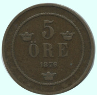5 ORE 1876 SUECIA SWEDEN Moneda #AC580.2.E.A - Suède