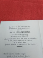 Doodsprentje Paul Bonnarens / Hamme 7/5/1920 - 19/3/1988 ( Marie Louise Colman ) - Religion & Esotericism