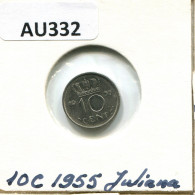 10 CENT 1955 NETHERLANDS Coin #AU332.U.A - 1948-1980: Juliana