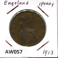 PENNY 1913 UK GREAT BRITAIN Coin #AW057.U.A - D. 1 Penny