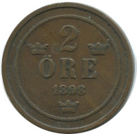 2 ORE 1898 SCHWEDEN SWEDEN Münze #AD014.2.D.A - Sweden