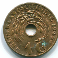 1 CENT 1945 S NIEDERLANDE OSTINDIEN INDONESISCH Koloniale Münze #S10463.D.A - Niederländisch-Indien