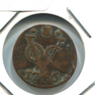 1746 UTRECHT VOC DUIT NEERLANDÉS NETHERLANDS Colonial Moneda #VOC1702.10.E.A - Niederländisch-Indien