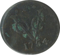 1754 UTRECHT VOC 1/2 DUIT NETHERLANDS INDIES NEW YORK COLONIAL PENNY #VOC1231.8.U.A - Niederländisch-Indien