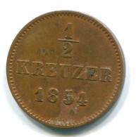 1/2 KREUZER 1854 BAVARIA DEUTSCHLAND Münze GERMANY #DE10125.3.D.A - Altri & Non Classificati