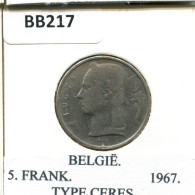 5 FRANCS 1967 DUTCH Text BELGIEN BELGIUM Münze #BB217.D.A - 5 Francs