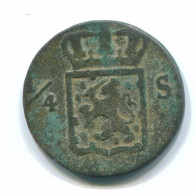 1/4 STUIVER 1825 SUMATRA NIEDERLANDE OSTINDIEN Copper Koloniale Münze #S11665.D.A - Niederländisch-Indien