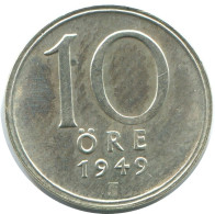 10 ORE 1949 SWEDEN SILVER Coin #AD072.2.U.A - Svezia