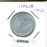 10 LIRE 1955 R ITALY Coin #AW606.U.A - 10 Liras