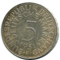 5 DM 1951 F WEST & UNIFIED GERMANY Coin #DB336.U.A - 5 Mark