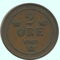 2 ORE 1902 SWEDEN Coin #AC942.2.U.A - Schweden