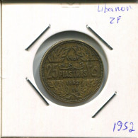 25 QIRSHĀ / PIASTRES 1952 LEBANON Coin #AR370.U.A - Liban