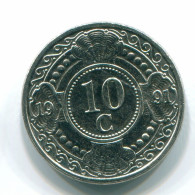 10 CENTS 1991 NIEDERLÄNDISCHE ANTILLEN Nickel Koloniale Münze #S11345.D.A - Nederlandse Antillen