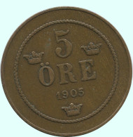 5 ORE 1905 SWEDEN Coin #AC678.2.U.A - Svezia