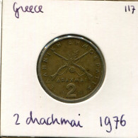 2 DRACHMES 1976 GREECE Coin #AK371.U.A - Griekenland