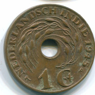 1 CENT 1945 P NETHERLANDS EAST INDIES INDONESIA Bronze Colonial Coin #S10343.U.A - Nederlands-Indië