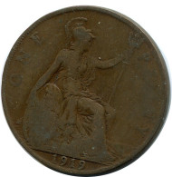 PENNY 1919 UK GRANDE-BRETAGNE GREAT BRITAIN Pièce #AZ709.F.A - D. 1 Penny