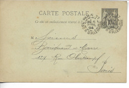 PARIS CAD Rue D'Allemagne : 77 139 R D'Allemagne Et 79 3 R D'Allemagne Sur 2 Entiers 10c Sage 1890/1894   ..     G - 1877-1920: Période Semi Moderne