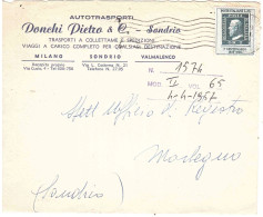 1959 L.25 BOLLO DI SICILIA BUSTA DONGHI PIETRO AUTOTRASPORTI SONDRIO - 1946-60: Poststempel