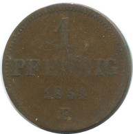 SAXONY 1 PFENNIG 1854 F Mint Stuttgart K.S. S.M. German States #DE10599.16.E.A - Autres & Non Classés