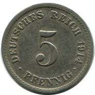 5 PFENNIG 1914 A GERMANY Coin #DB214.U.A - 5 Pfennig