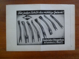 Publicité Pour L'industrie De La Chaussure En RFA 1958 Embauchoir Extenseur Gedia Schuhgelenke Dingerkus Attendorn - Publicités