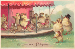 JOYEUSES PÂQUES - Poussins Dans Un Manège. (carte Gaufrée). - Pasqua