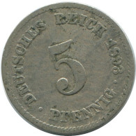 5 PFENNIG 1893 J DEUTSCHLAND Münze GERMANY #AE664.D.A - 5 Pfennig