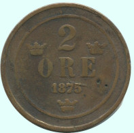 2 ORE 1875 SCHWEDEN SWEDEN Münze #AC867.2.D.A - Zweden