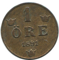 1 ORE 1891 SWEDEN Coin #AD415.2.U.A - Suède