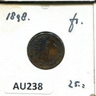 1 CENT 1898 NIEDERLANDE NETHERLANDS Münze #AU238.D.A - 1 Centavos