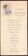 Menu Déjeuner Du 22 Mai 1938 - Menu