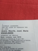Doodsprentje André Maurits Jozef Marie Engelbeen / Hamme 15/4/1911 - 13/9/1983 ( Maria Lucienne Leon Ruys ) - Religion &  Esoterik