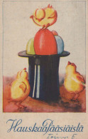 EASTER CHICKEN EGG Vintage Postcard CPA #PKE081.A - Pasqua