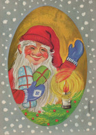 SANTA CLAUS Happy New Year Christmas GNOME Vintage Postcard CPSM #PAU501.A - Santa Claus