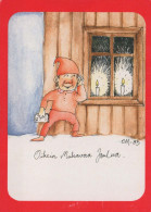 PAPÁ NOEL Feliz Año Navidad GNOMO Vintage Tarjeta Postal CPSM #PAU482.A - Santa Claus