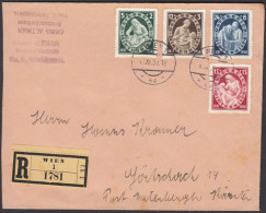 Österreich Nr. 642-645, Winterhilfe 4, Rekobrief 1937, Einschreiben !!! - Cartas & Documentos