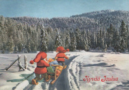 PÈRE NOËL Bonne Année Noël GNOME Vintage Carte Postale CPSM #PBB045.A - Santa Claus